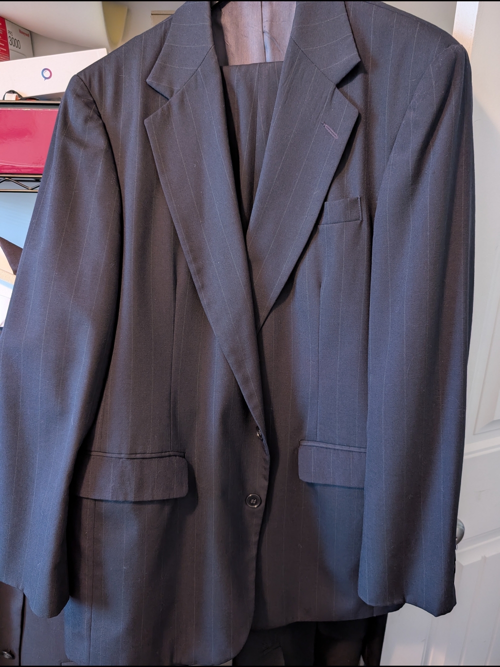Haggar Men's Dark Blue Pinstripe Suit Jacket